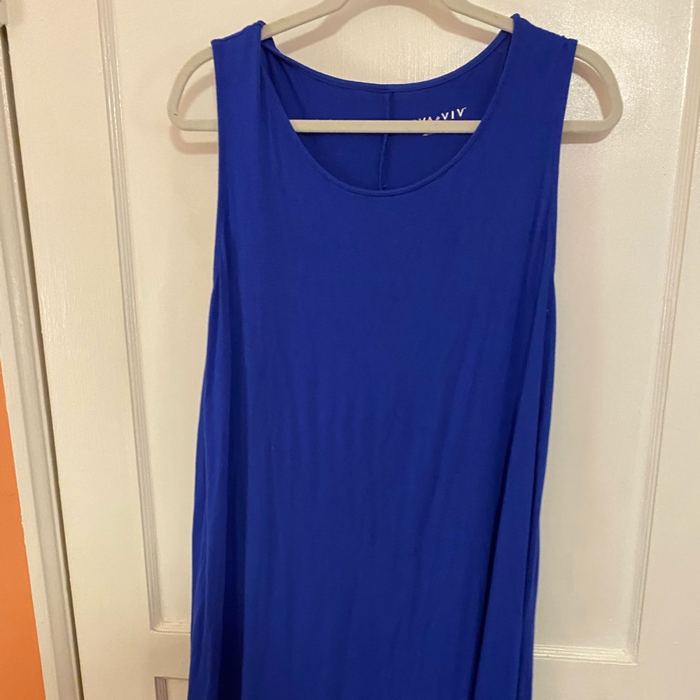 Royal blue sleeveless swing dress